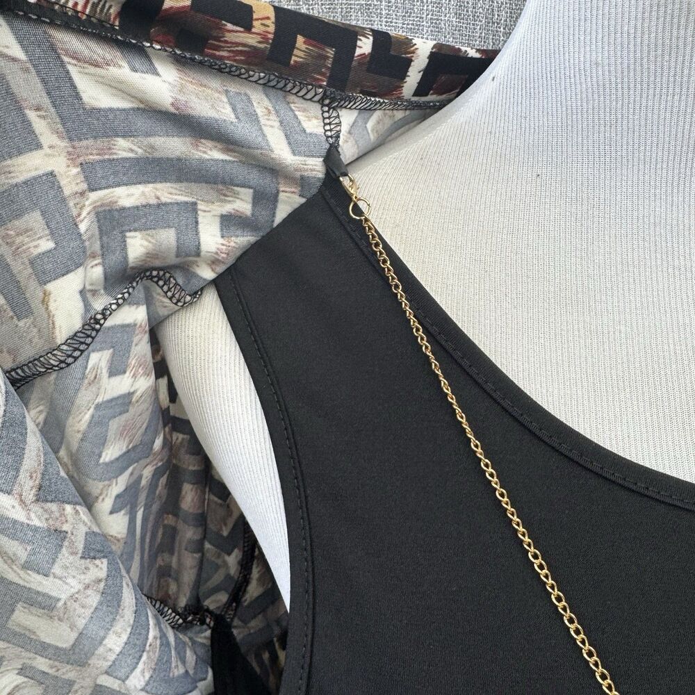 Emily Rose Women’s XL 2 Piece Cardigan Tank Set With Gold Pearl Tassel Jewelry - Picture 4 of 10